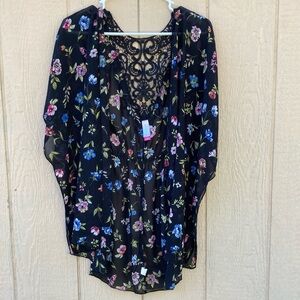 Black Floral Kimono